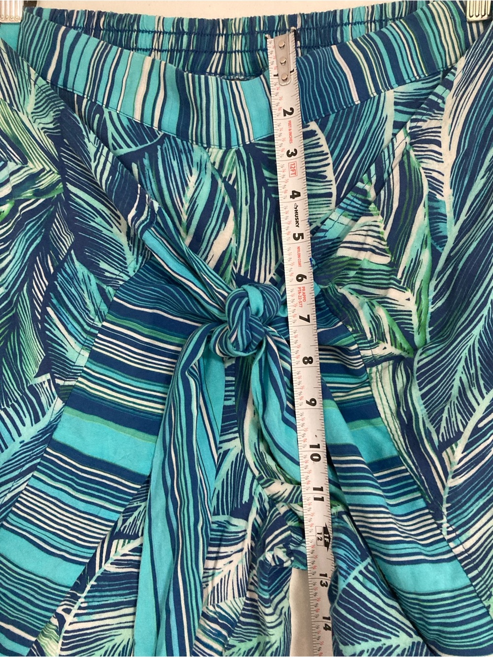 La Blanca Women's Cover up Pants Sketched Leaves Open Wide Legs Aqua Small - Picture 7 of 14